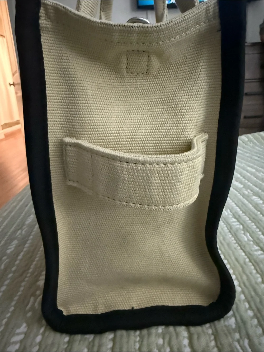 Marc Jacobs Beige Canvas 'The Tote Bag' with Black Accents